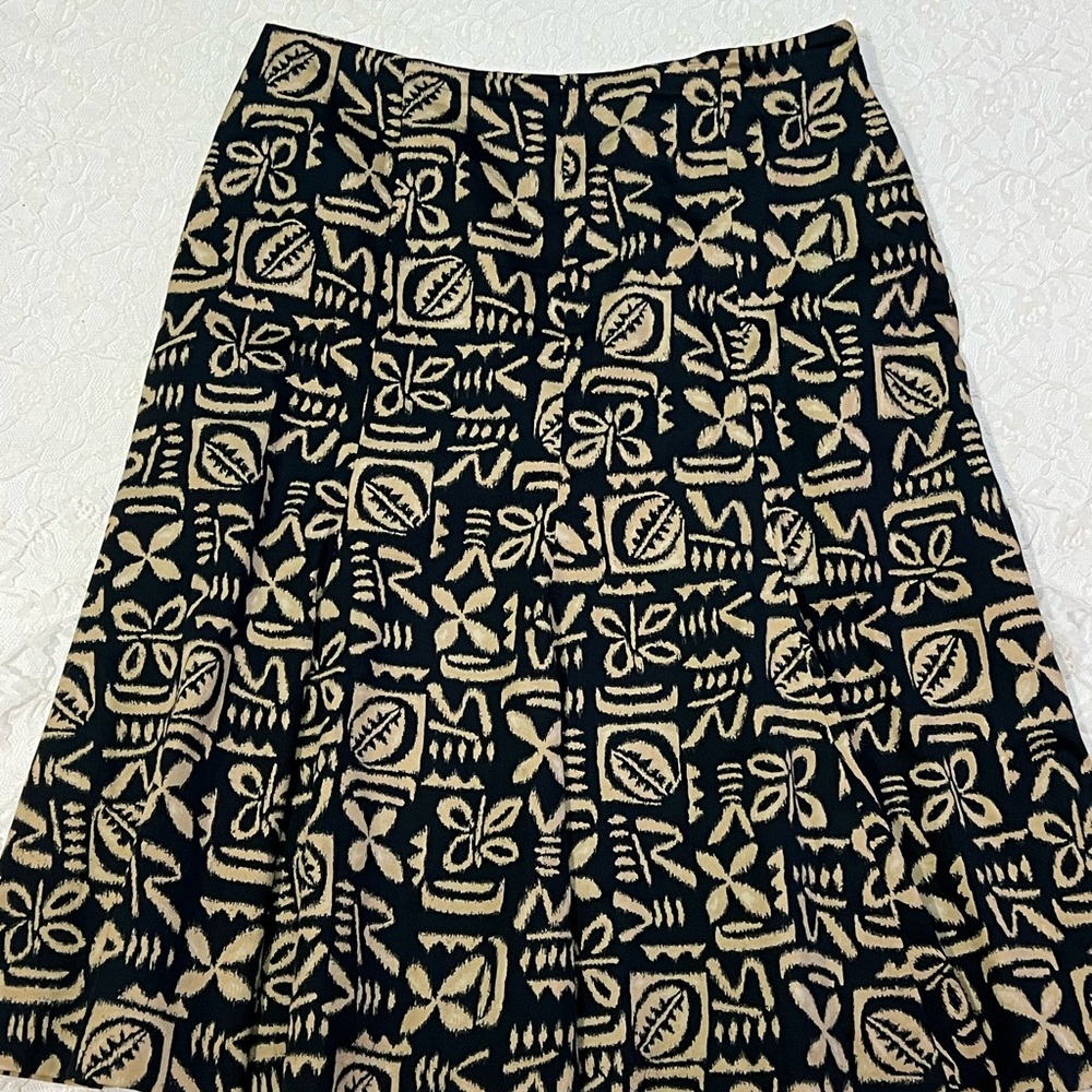 Jones New York Black and White A-Line Midi Skirt
